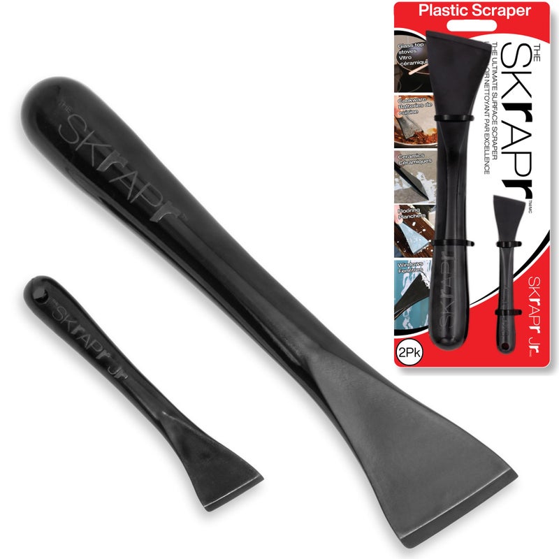 THE SKrAPr Plastic Scraper - 2 Pack - Non Scratch Cleaning Tool for Kitchens, Countertops, Windows, Walls, Floors, Cars, Mailboxes - Remove Food, Adhesive, Caulking, Stickers, Labels, Decals, Tape - Image 1